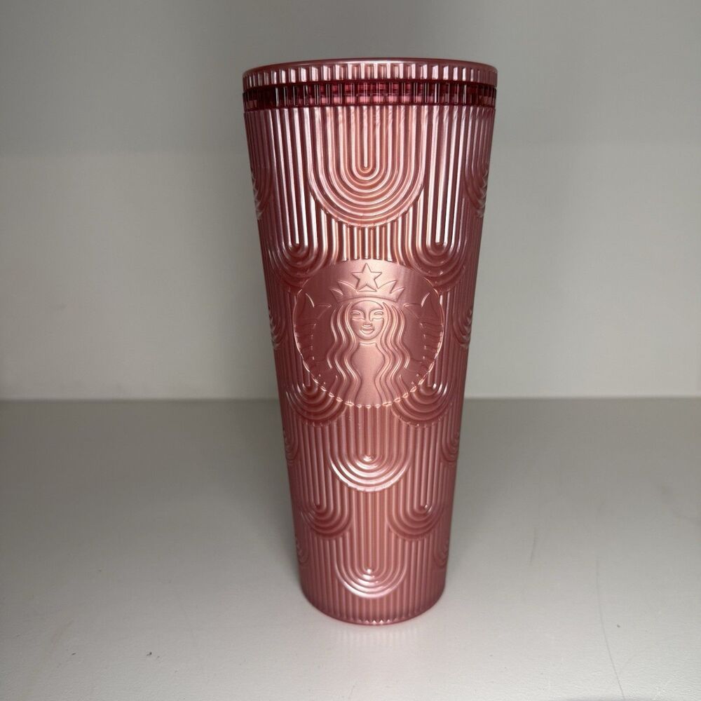 2022 Starbucks Pink Shimmer Swirl Venti 24oz Mermaid Siren Tumbler w/o Straw NWT